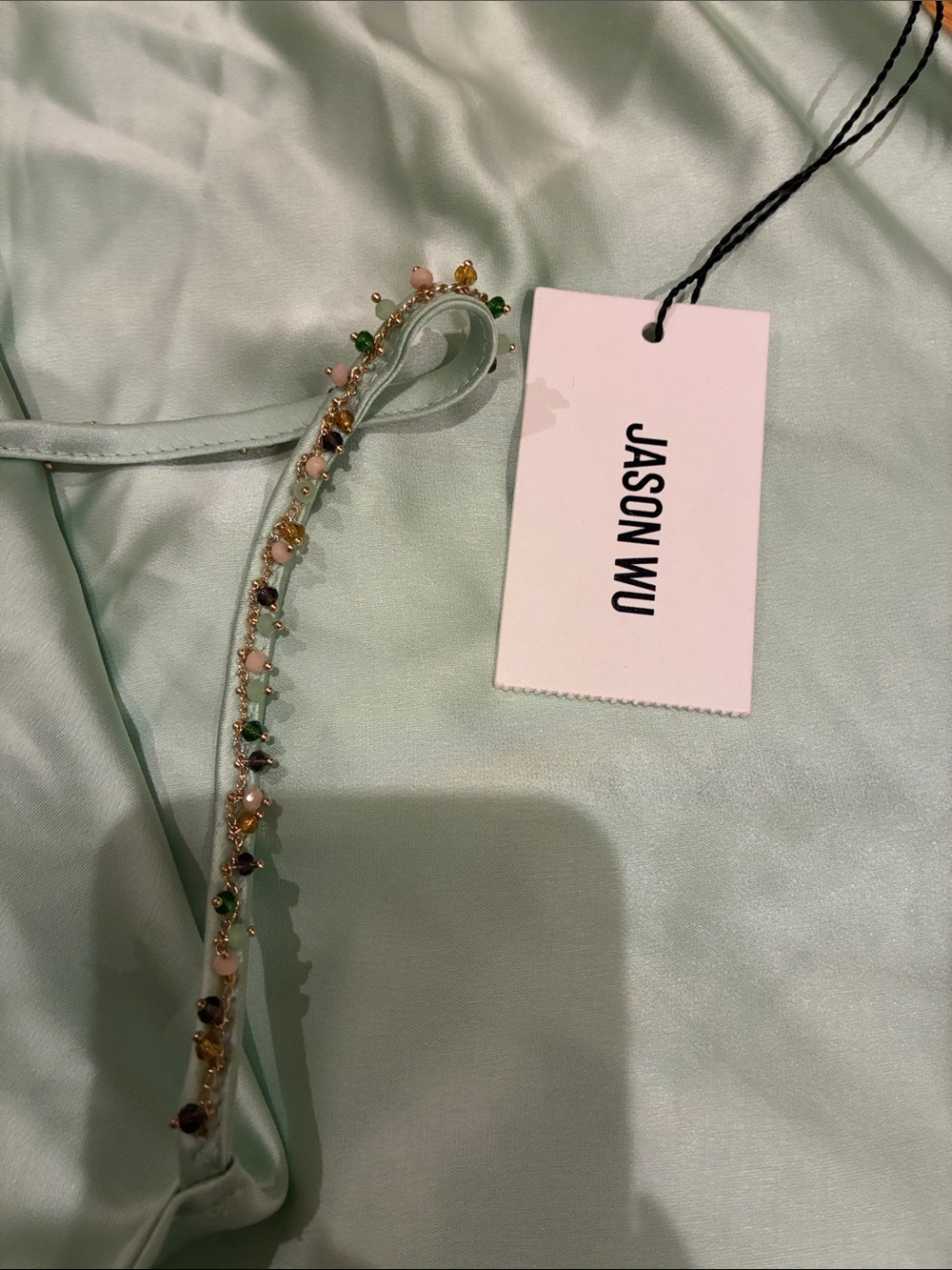 Jason Wu Pale Mint Satin Cowl Slip Midi Dress - Picture 3 of 4